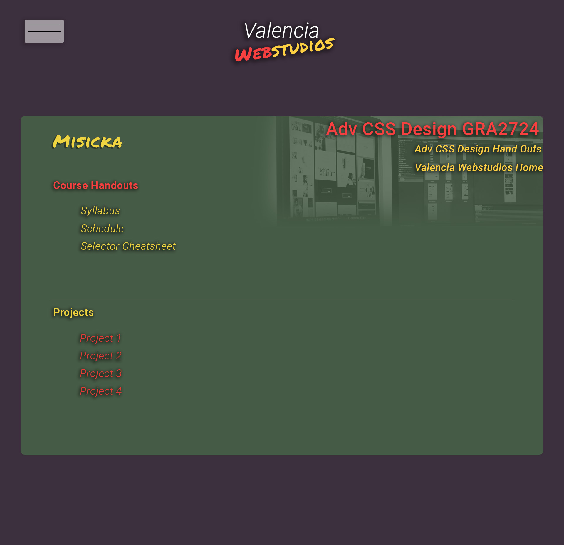 Valenica Webstudio Handouts page