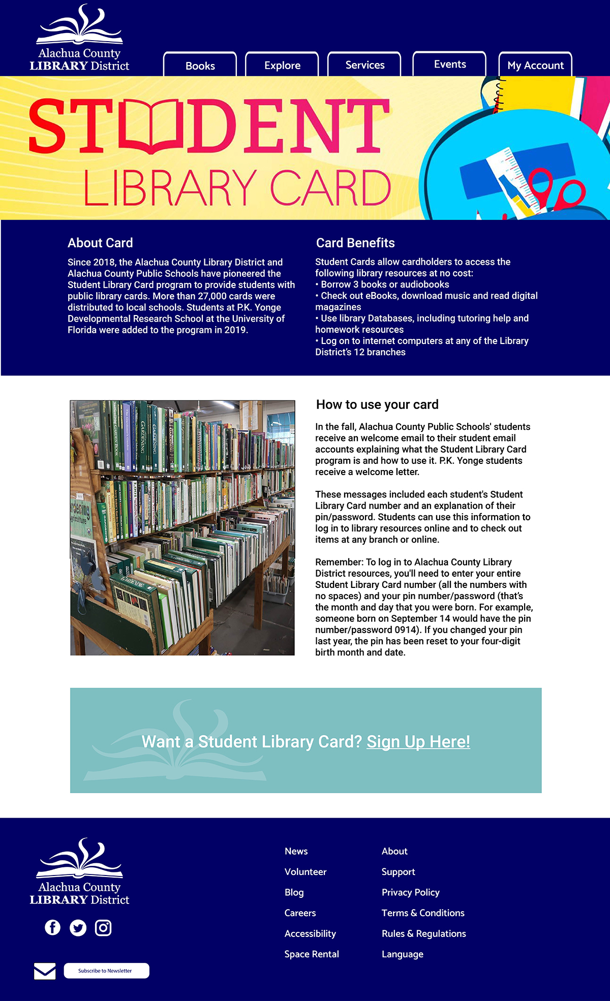 Library card page