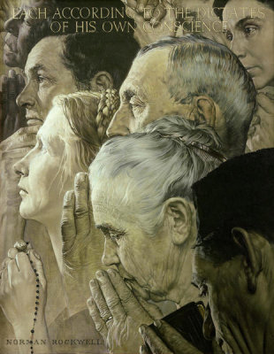 Freedom of Worship painting by Norman Rockwell