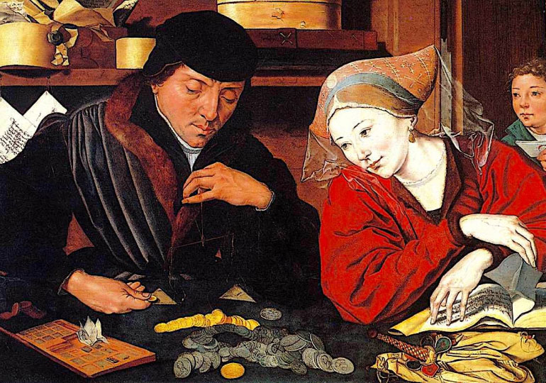 man and lady counting money