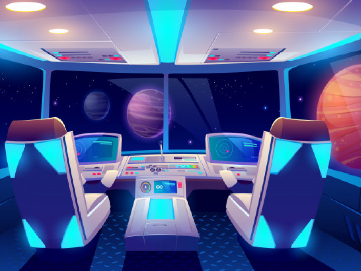 Traveling inside the spaceship